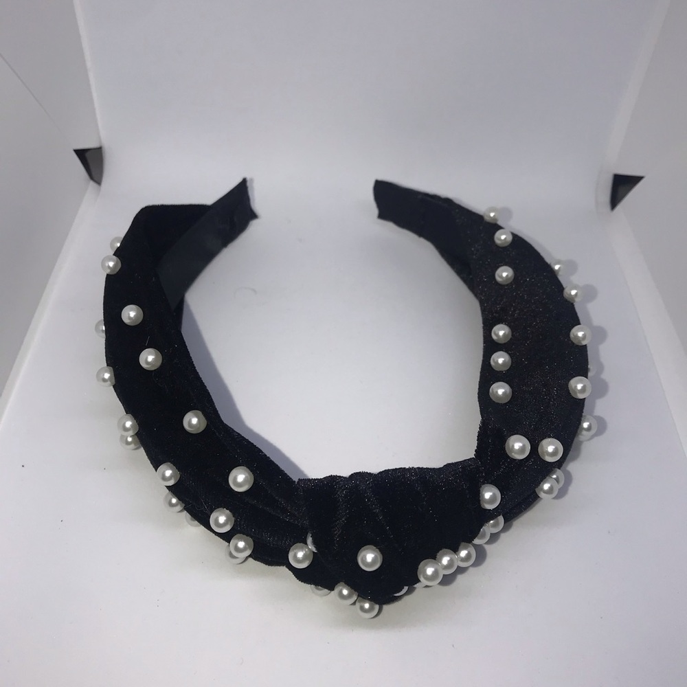 Black Faux Pearl Knot Headband